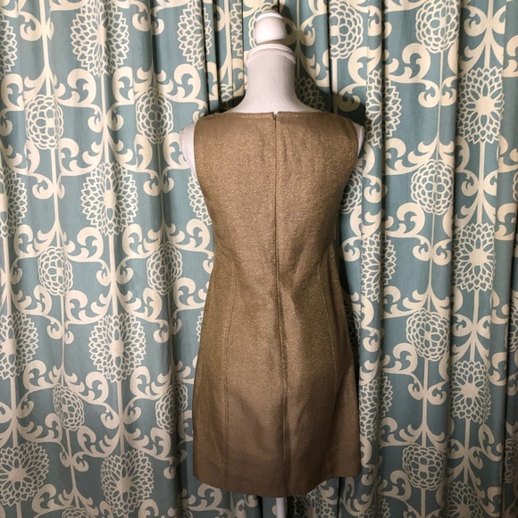 Talbots Gold Linen Metallic Shift Dress - Picture 4 of 8